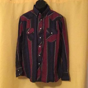 Wrangler Red, Blue, and Black  Button Down Shirt